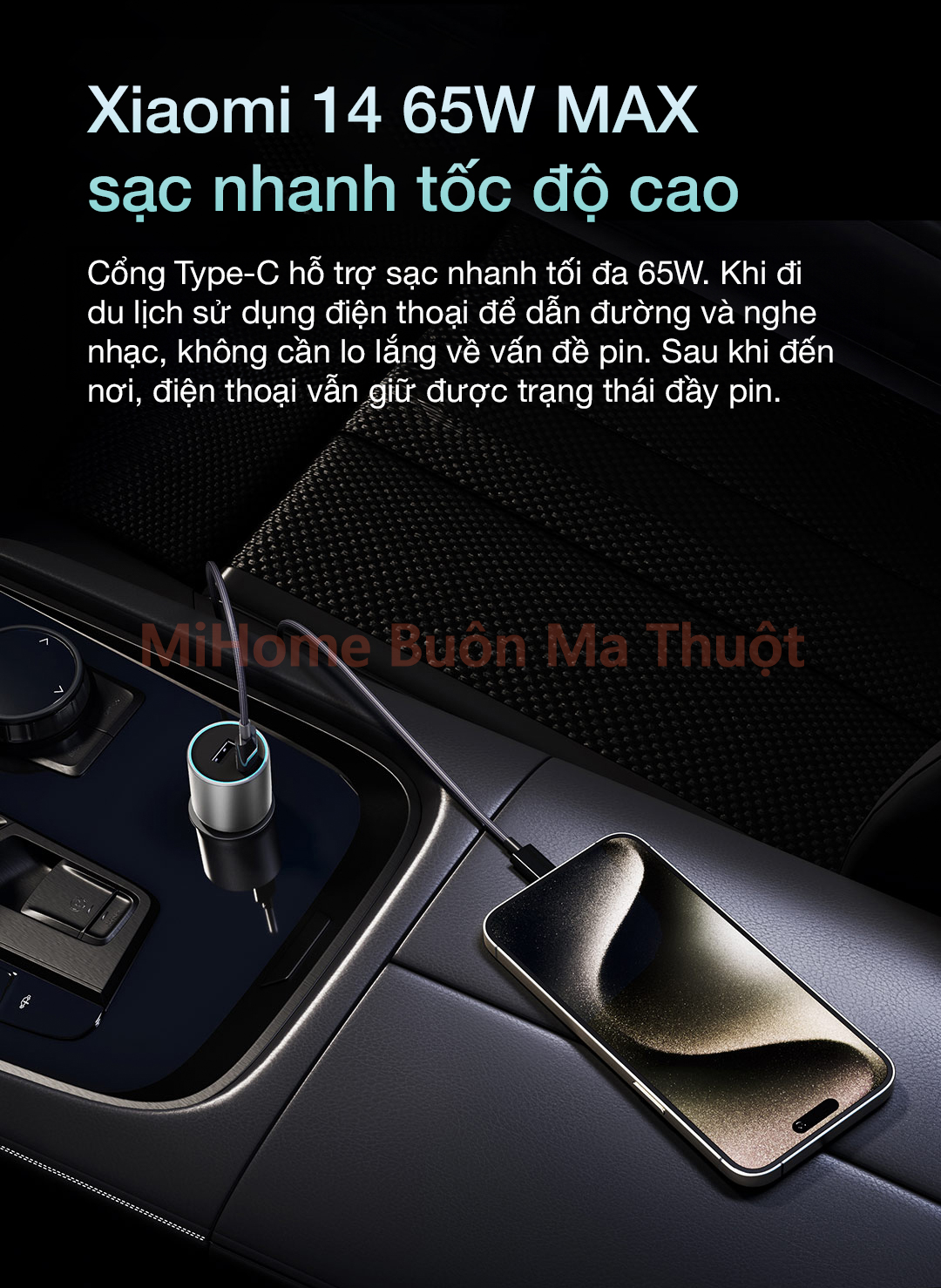 Tẩu sạc nhanh ô tô ZMI 65W 1A1C PD3.0