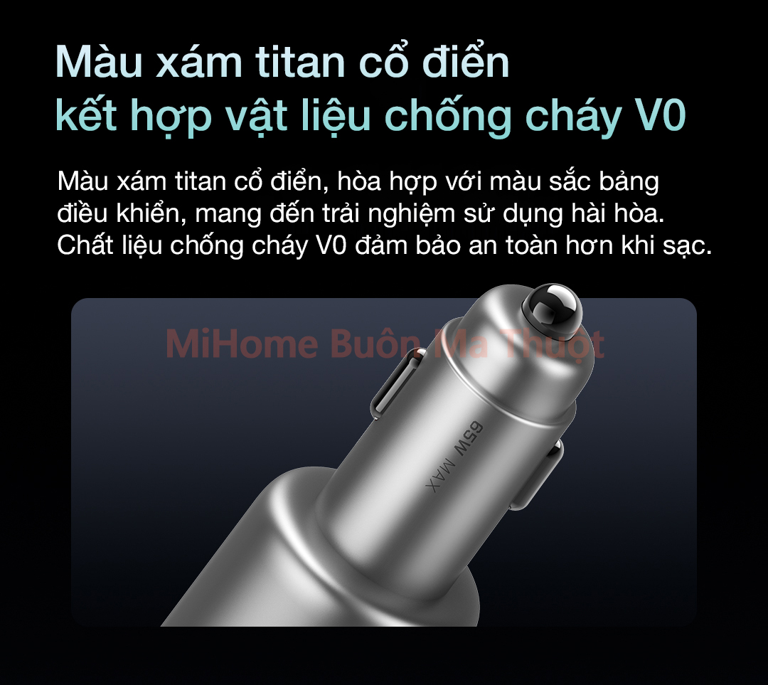 Tẩu sạc nhanh ô tô ZMI 65W 1A1C PD3.0
