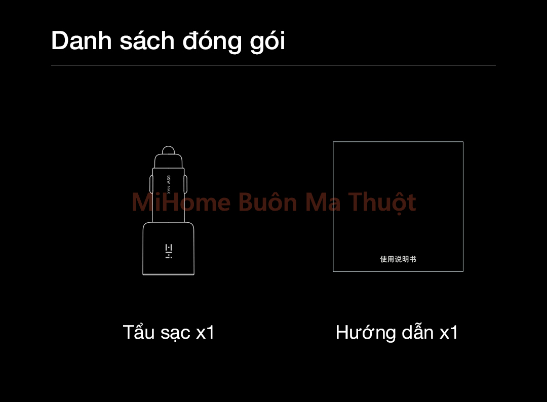 Tẩu sạc nhanh ô tô ZMI 65W 1A1C PD3.0