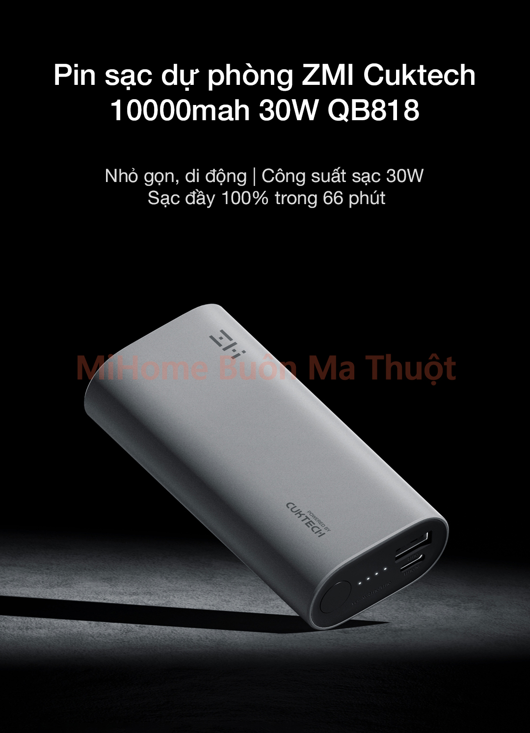 Pin sạc dự phòng ZMI Cuktech 10000mah 30W QB818