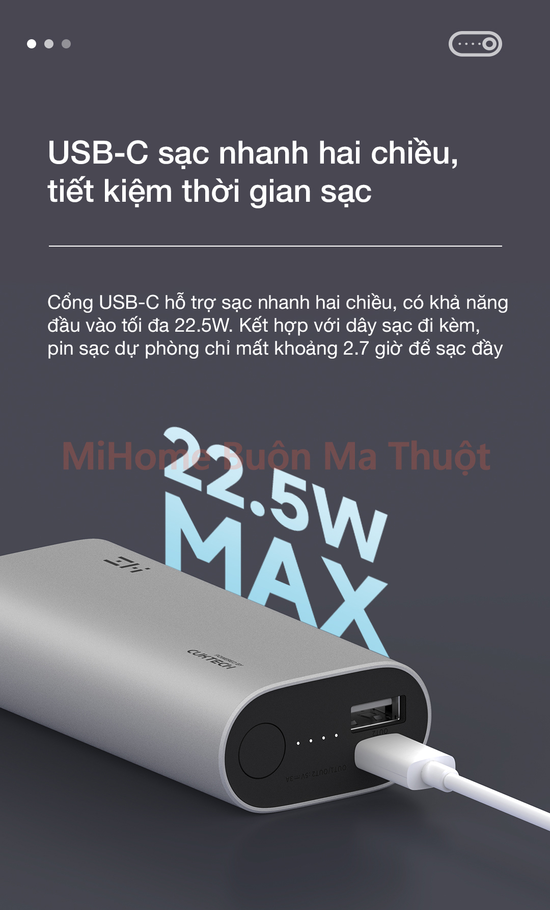 Pin sạc dự phòng ZMI Cuktech 10000mah 30W QB818