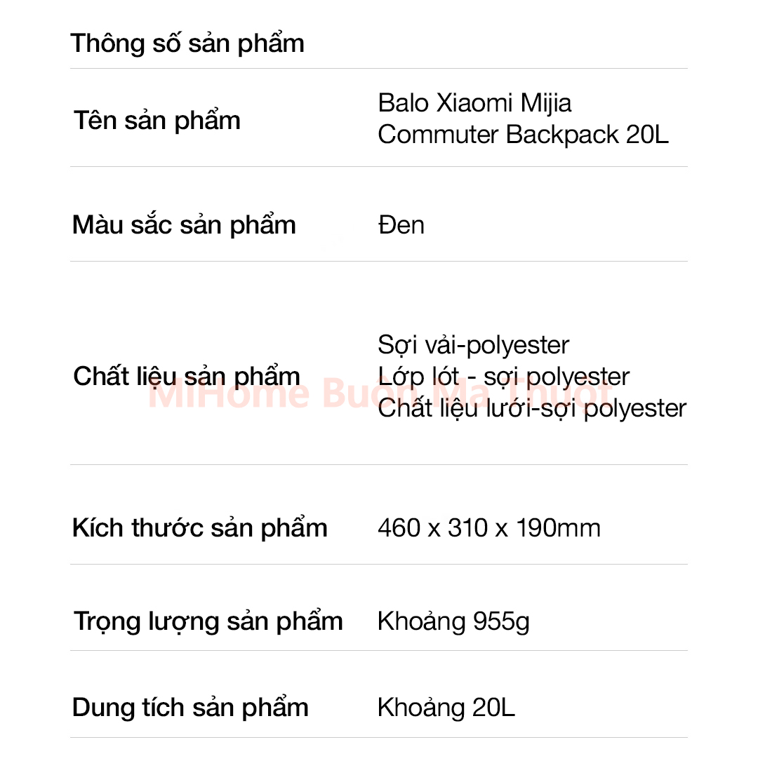 Balo Xiaomi Mijia Commuter Backpack 20L