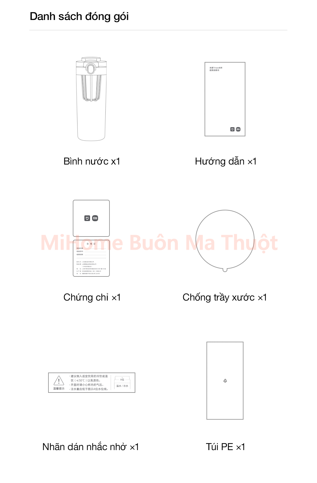 Bình nước Xiaomi Tritan 600ml SJ010501X