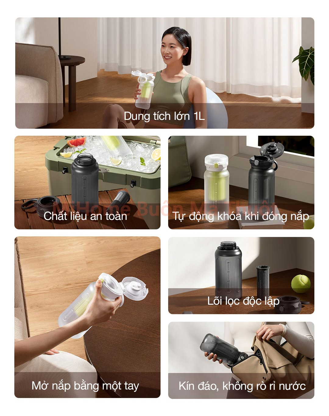 Bình nước thể thao Xiaomi Mijia 1L