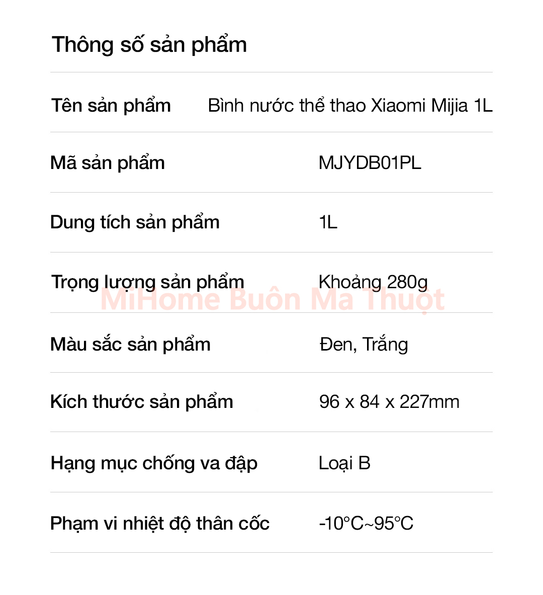 Bình nước thể thao Xiaomi Mijia 1L