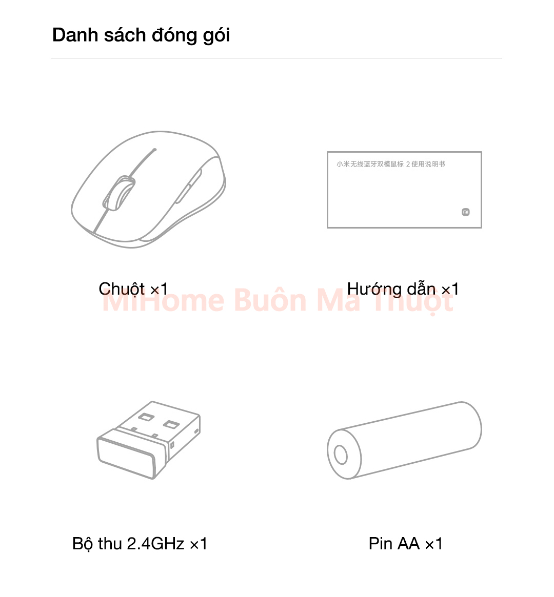 Chuột không dây Xiaomi Wireless Dual-mode Gen 2