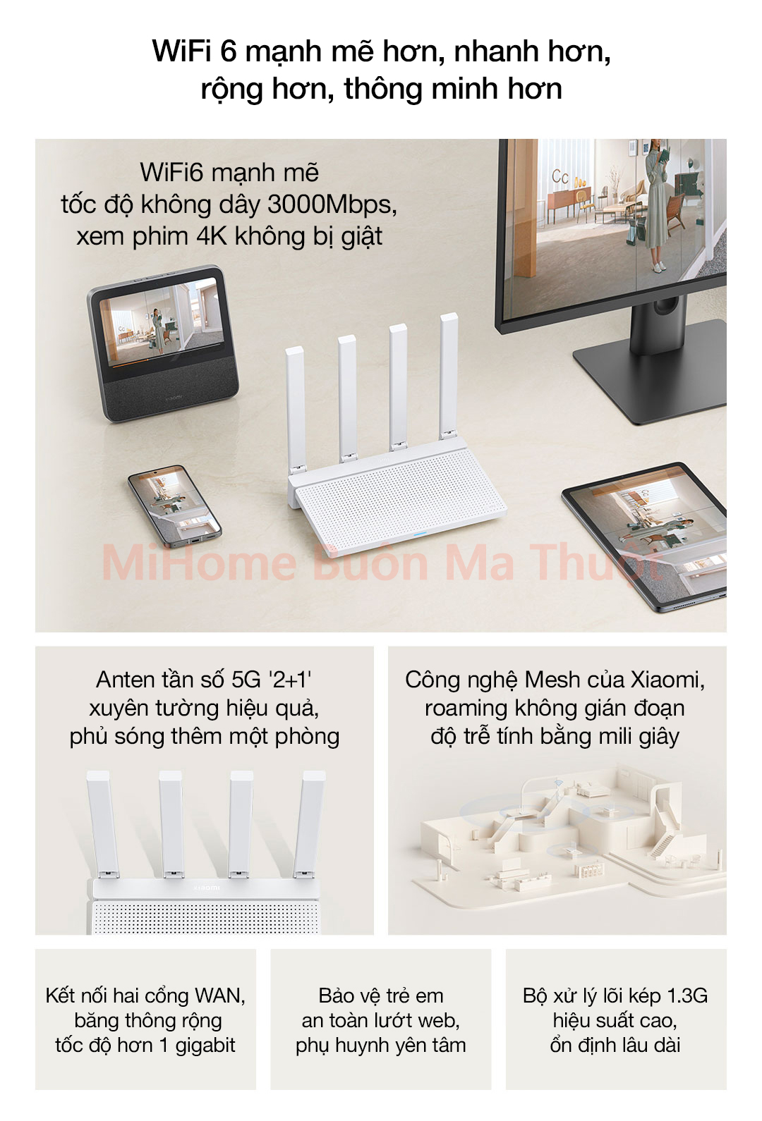 Router Wifi 6 Xiaomi AX3000T MESH