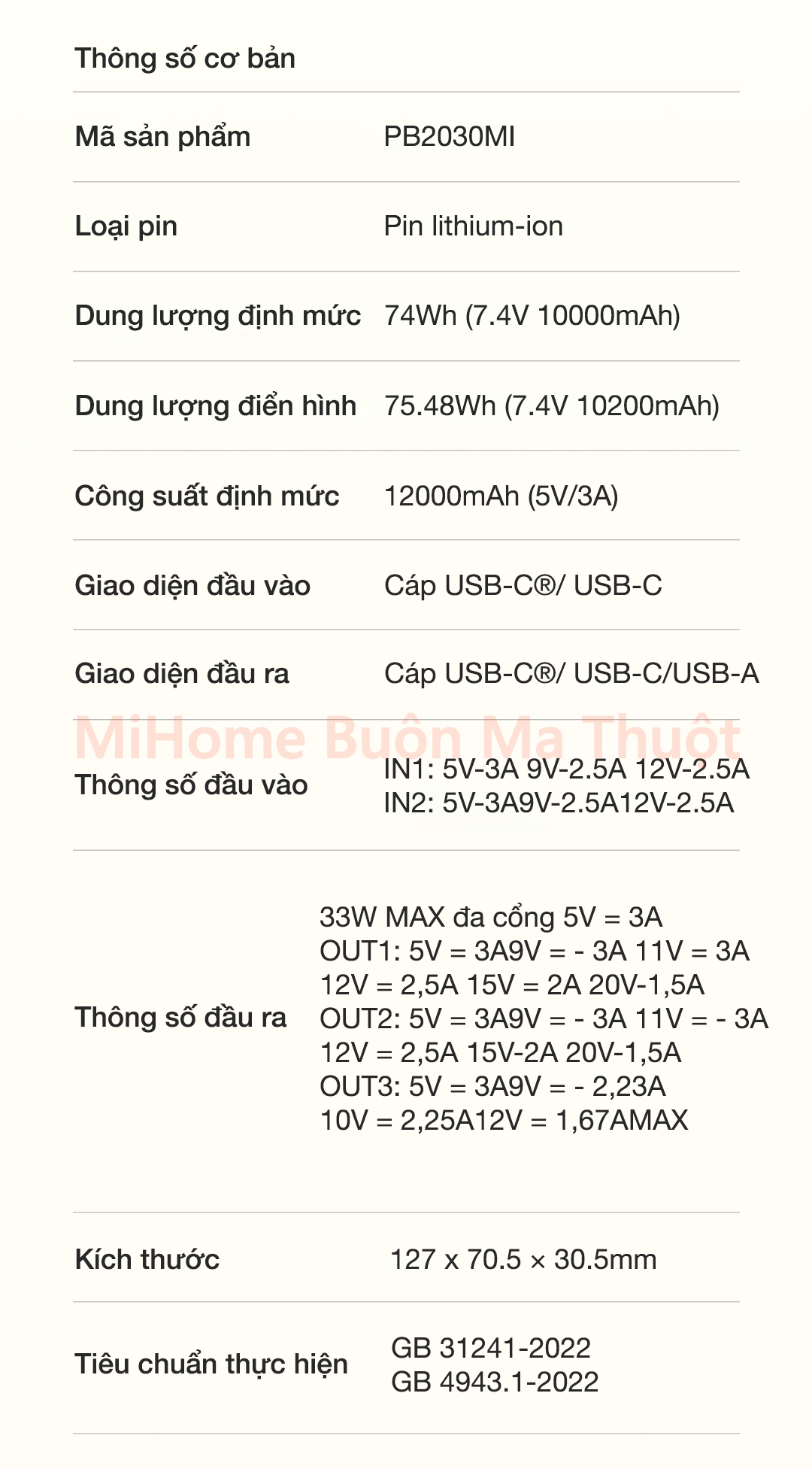 Pin sạc dự phòng 20000mAh Xiaomi PB2030MI 33W