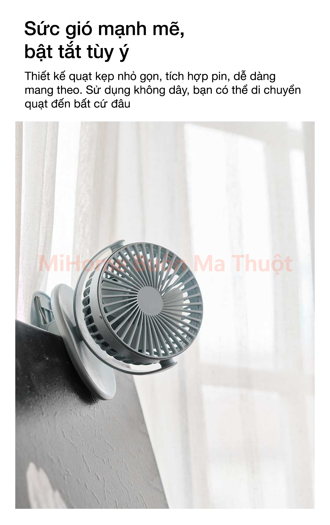 Quạt kẹp mini tích điện Solove F3