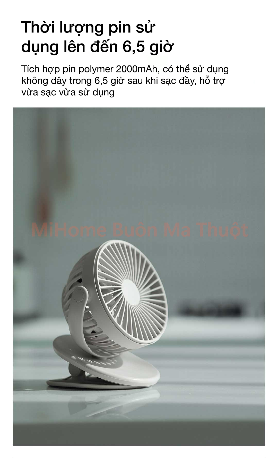 Quạt kẹp mini tích điện Solove F3