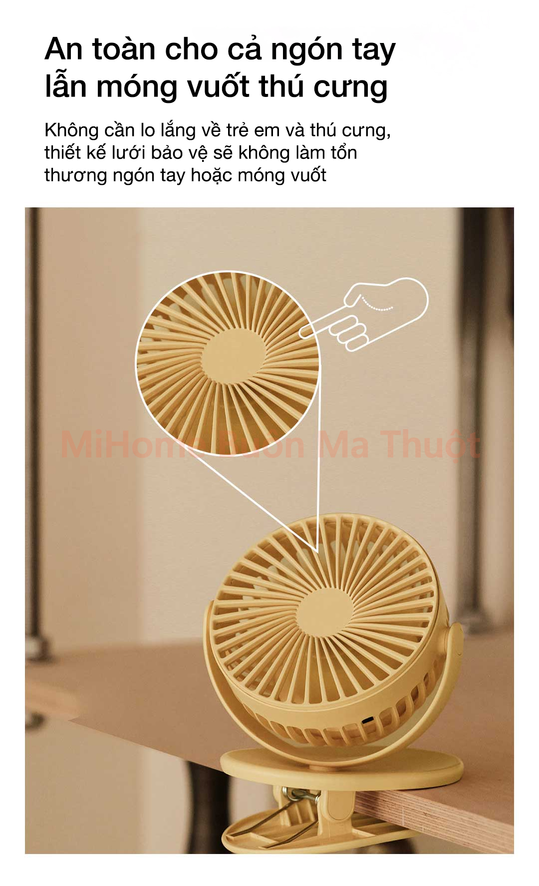 Quạt kẹp mini tích điện Solove F3