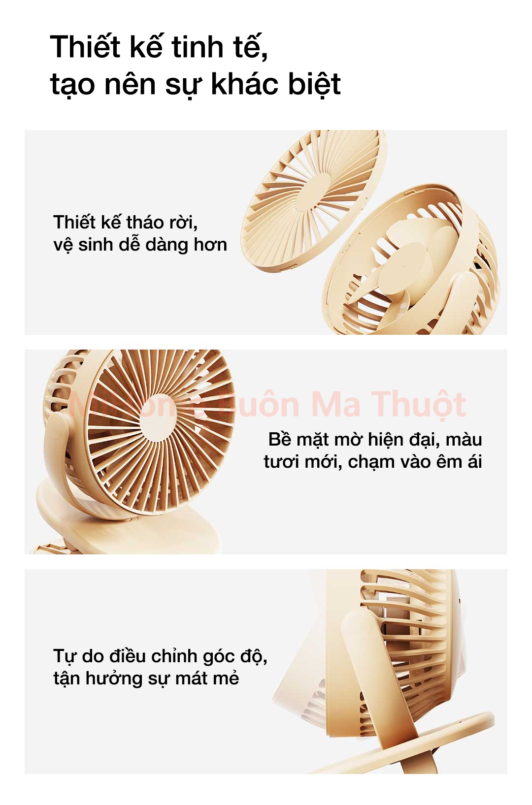 Quạt kẹp mini tích điện Solove F3