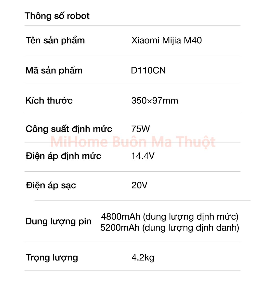 Robot hút bụi lau nhà Xiaomi Mijia M40