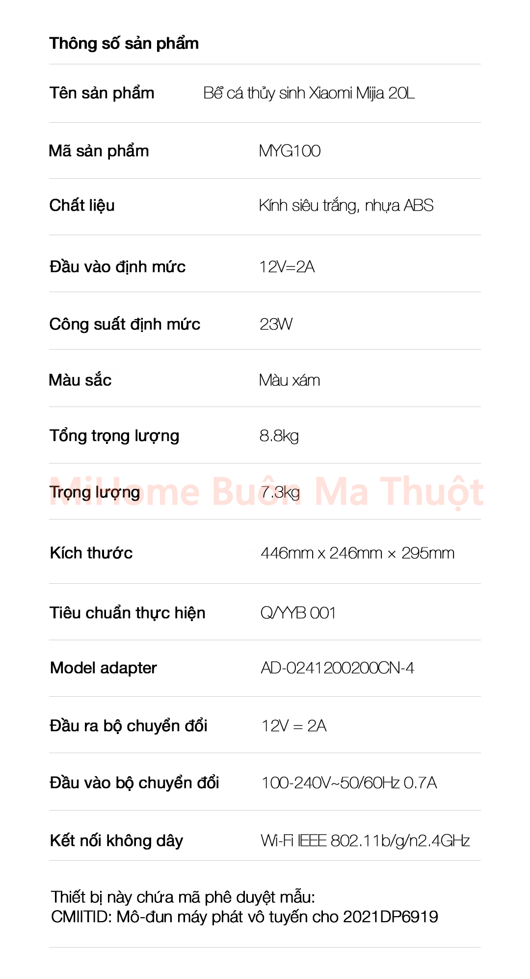 Bể cá thủy sinh thông minh Xiaomi Mijia MYG100 20L