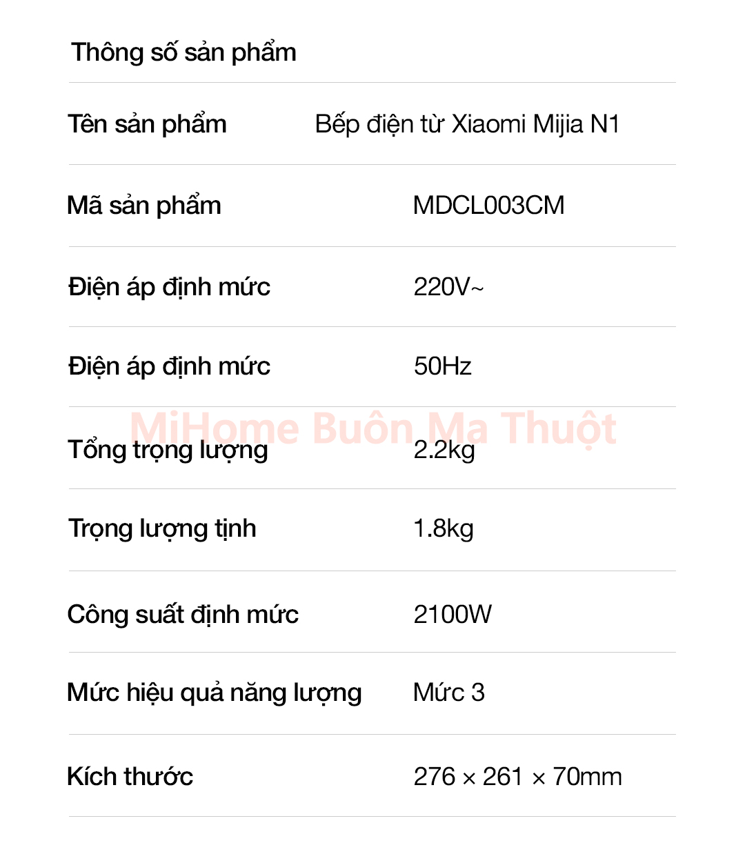Bếp điện từ Xiaomi Mijia N1