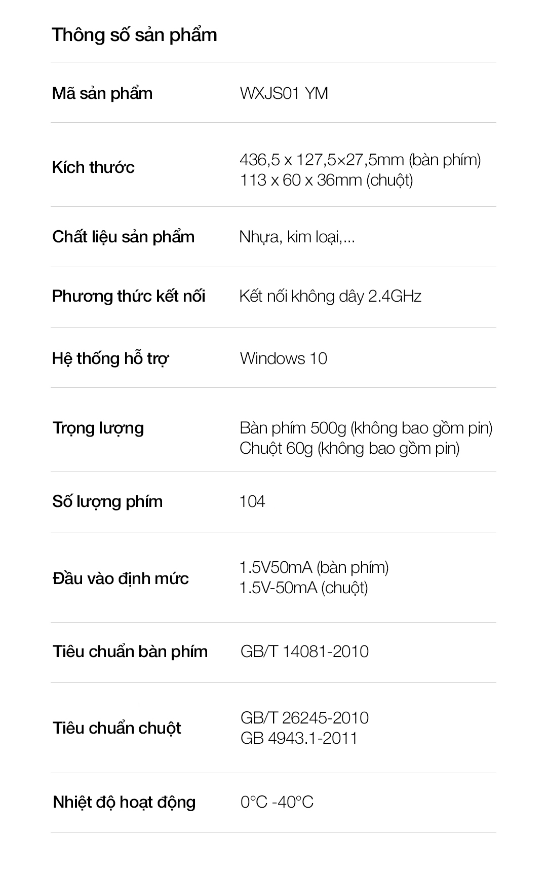Bộ bàn phím chuột không dây Xiaomi Mijia Gen 2