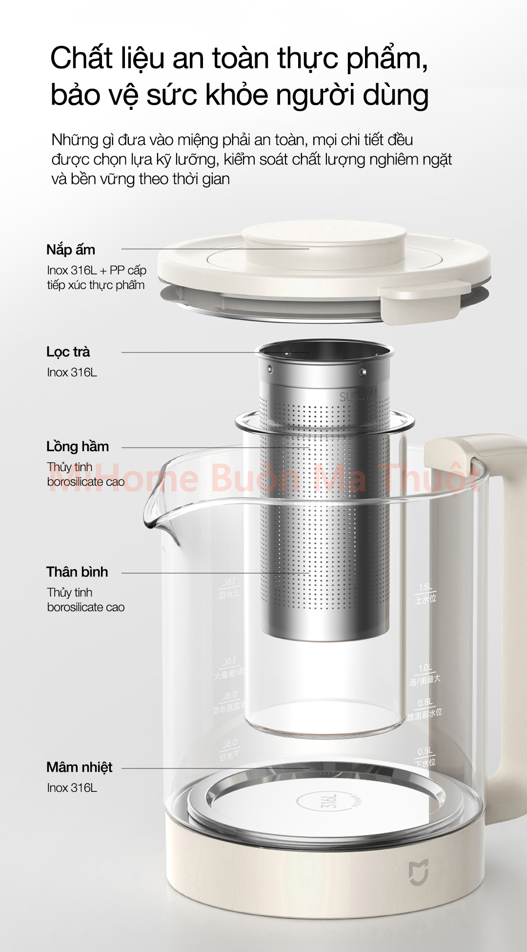 Bình đun nước pha trà Xiaomi Mijia S2