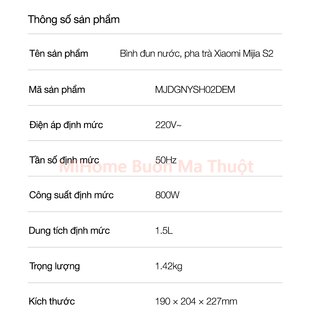 Bình đun nước pha trà Xiaomi Mijia S2
